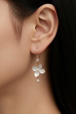 Michael Michaud White Hydrangea Wire Earrings
